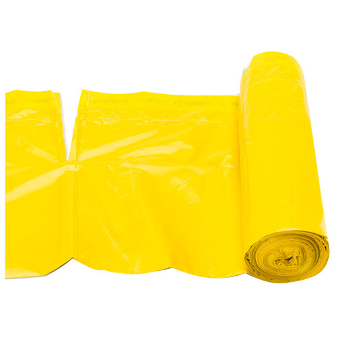 RELEVO Bolsa basura 100 % reciclada amarilla RELEVO 30 l. 15 uds.