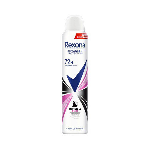 REXONA Desodorante en spray para mujer con protección anti-transpirante y anti-olor REXONA Active protection invisible pure 200 ml.