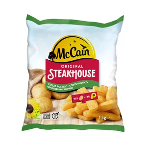 McCAIN Patatas prefritas ultracongeladas, con corte rústico McCAIN Steakhouse 1 kg.