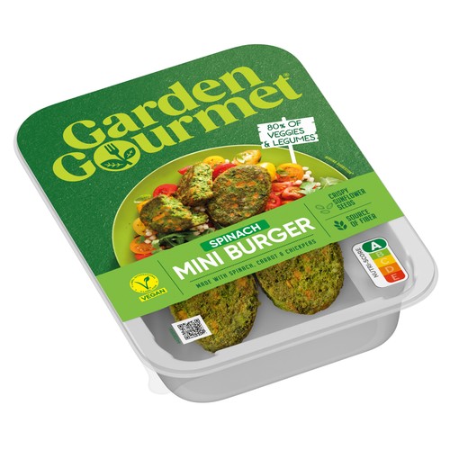 GARDEN GOURMET Mini burgers veganas de espinacas, zanahoria y garbanzos 160 g.