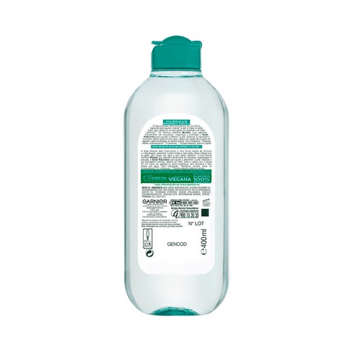 GARNIER Skin active Agua micelar todo en 1, con aloe vera y ácido Hialurónico para todo tipo de pieles 400 ml.
