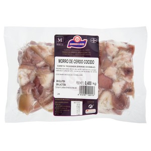 Morro (careta) de cerdo cocido y troceado, elaborado sin gluten ni lactosa 400 g.