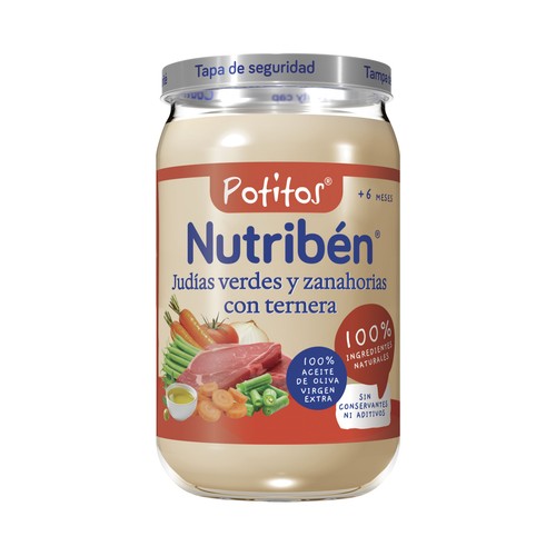 NUTRIBÉN Potitos® de judías verdes y zanahorias con ternera a partir de 6 meses 235 g.
