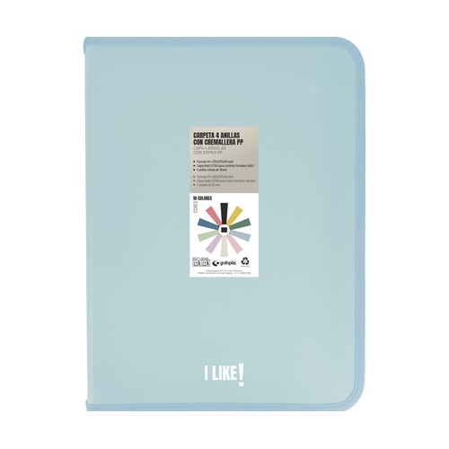Carpeta con cremallera polipro A4+ GRAFOPLAS.