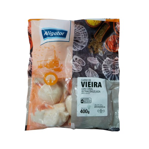 ALIGATOR Carne de Vieira (8 / 12 piezas) limpia de coral, ultracongelada 400 g.