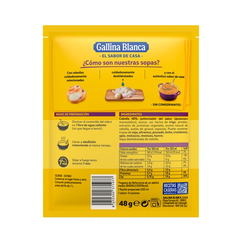 GALLINA BLANCA Sopa de cebolla 1+1 48gx2