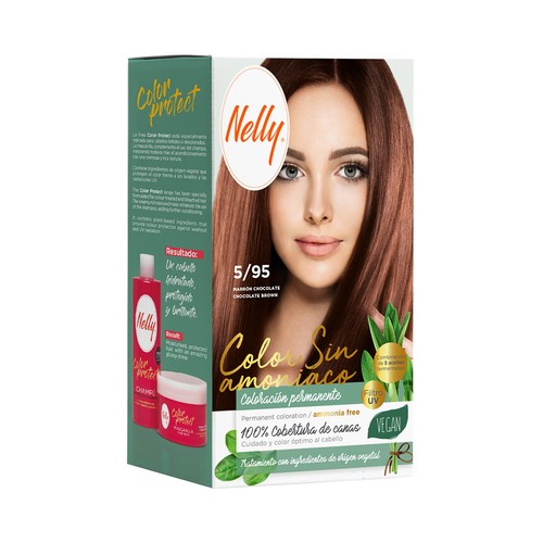 NELLY Color protect Coloración permanente sin amoniaco, tono 5/95 marrón chocolate.