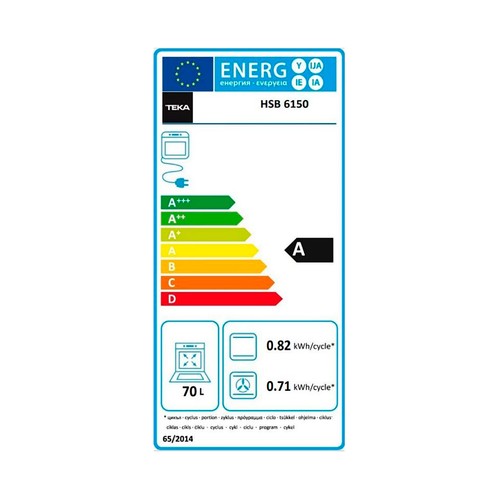 Horno multifunción con sistema HydroClean TEKA NEO HSB6150 Inox, capacidad: 70L, A, A: 59,5cm, H: 59,5cm, F: 55,9cm.