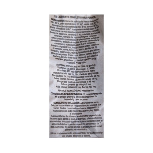 PRODUCTO ALCAMPO Grain free Alimento completo para perros adultos a base de pollo 2 kg.