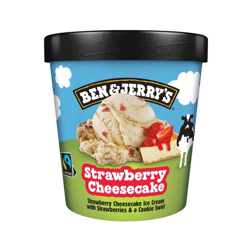 BEN & JERRY"S Tarrina de helado de tarta de queso con fresa con trocitos de cookies 465 ml.