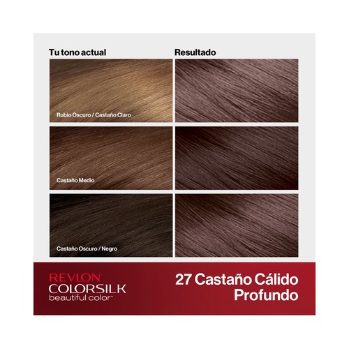 REVLON Colorsilk tono 27 Castaño cálido profundo Coloración permanente sin amoniaco.