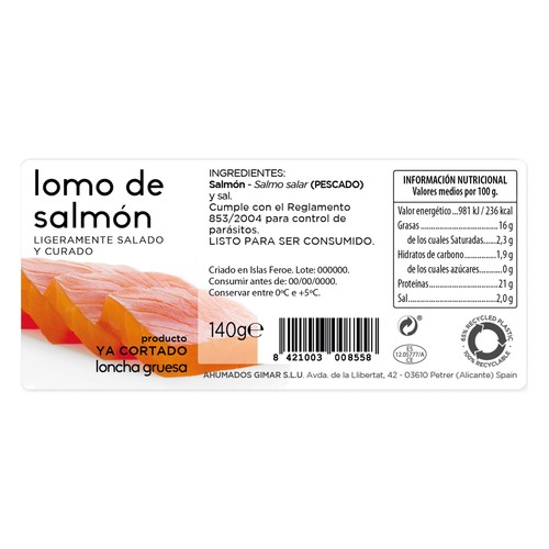 GIMAR Salmón para sushi precortado Sashimi  140g