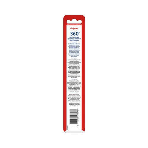 COLGATE 360º Deep clean Cepillo de dientes suave, para limpieza interdental y de encías.
