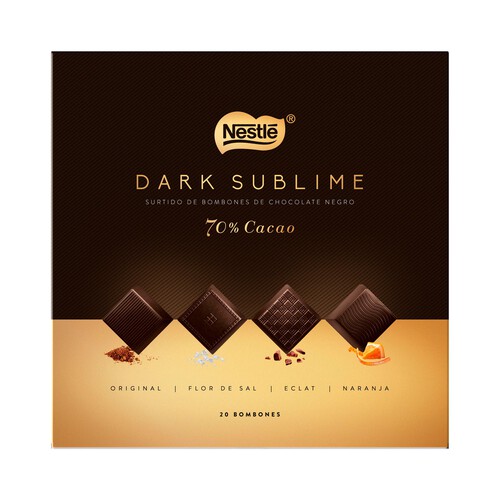 NESTLÉ DARK SUBLIME Surtido bombones chocolate negro, 70 % cacao 143 g.