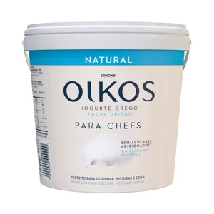 OIKOS Yogur griego natural sin azúcares añadios, especial para cocinar y mezcla de Danone 900 g.