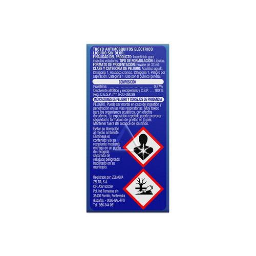 PRODUCTO ALCAMPO Antimosquitos eléctrico líquido sin olor, rrcambio PRODUCTO ALCAMPO TUCYD 33 ml.