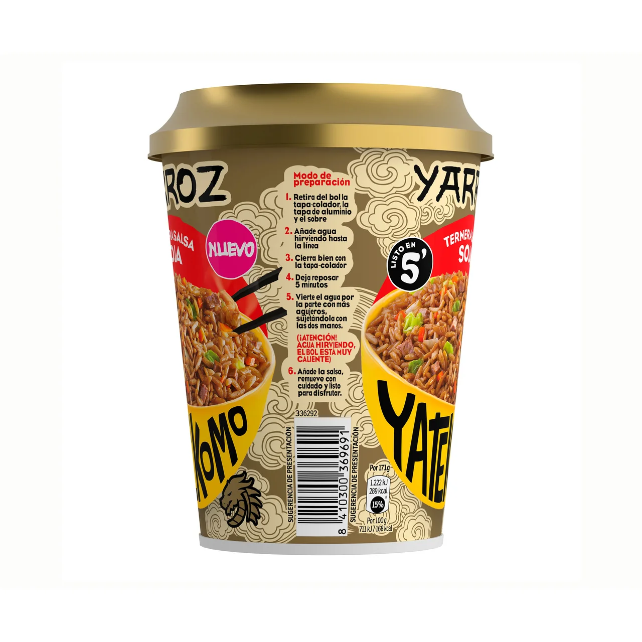 Yarroz de ternera con salsa soja yatekomo 84 g.