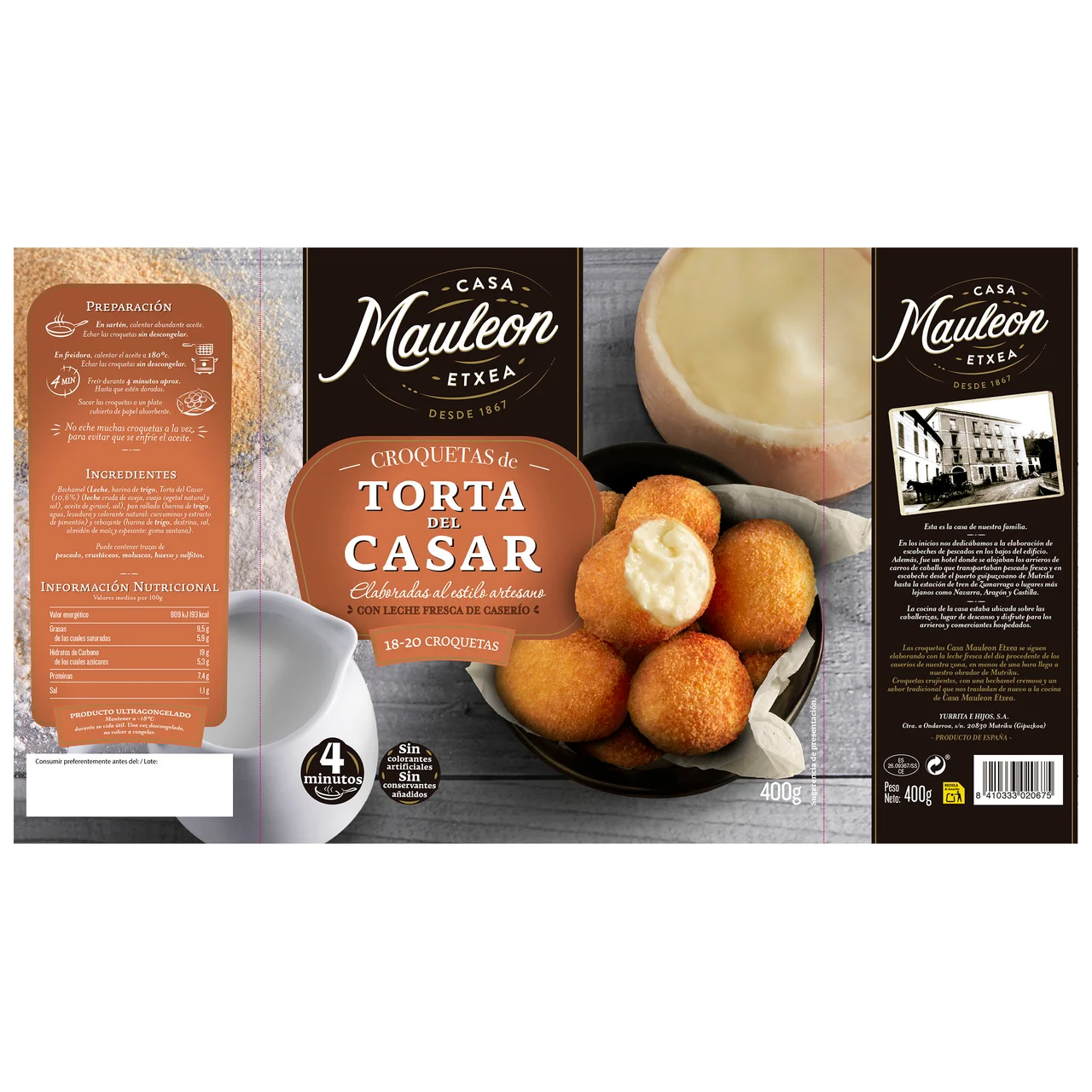 Croquetas de torta del Casar, elaboradas al estilo artesano 400 g.