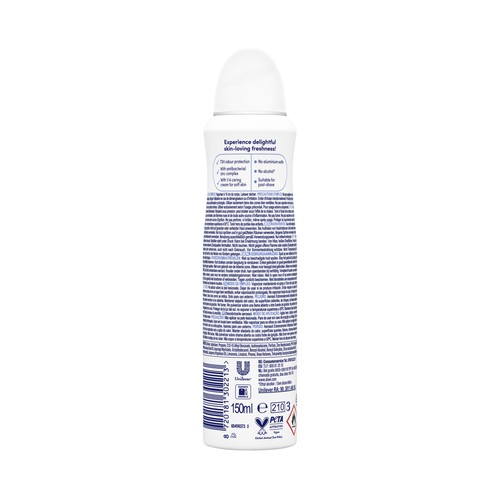 DOVE Fresh care+ Desodorante en spray para mujer sin alcohol ni sales de alumino 150 ml.