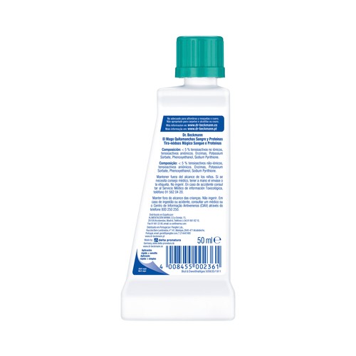 DR. BECKMANN Quitamanchas especial para manchas de sangre, proteínas, helado y huevo 50 ml.