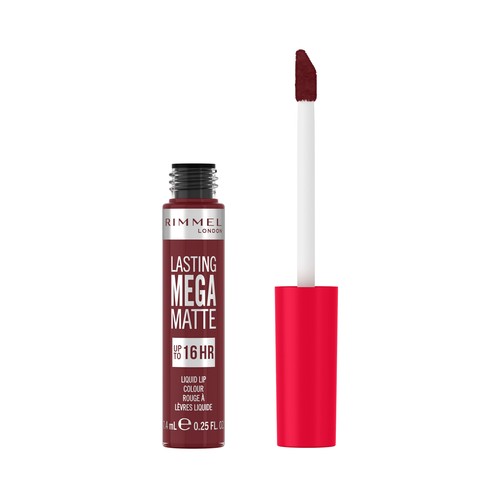 RIMMEL Lasting mega matte tono 810 plum this show Pintalabios líquido de larga duración (16 horas) con acabado mate.