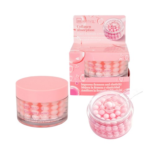 IDC INSTIUTE Pink collagen Crema facial de día con cápsulas con colágeno.
