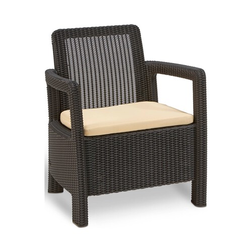 Conjunto jardín de 4 plazas con sofá, 2 sillones, cojines incluidos