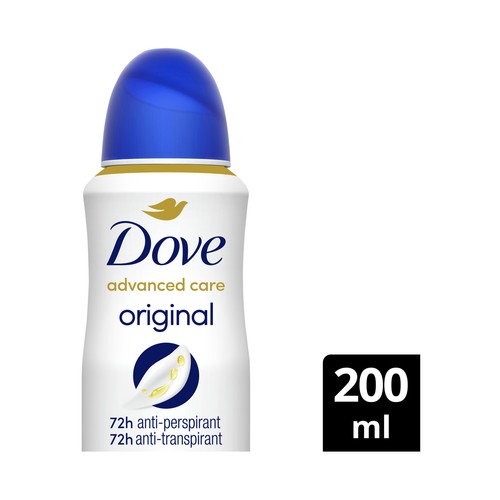 DOVE Advanced care original Desodorante en spray para mujer, antitranspirante hasta 72 horas 200 ml.