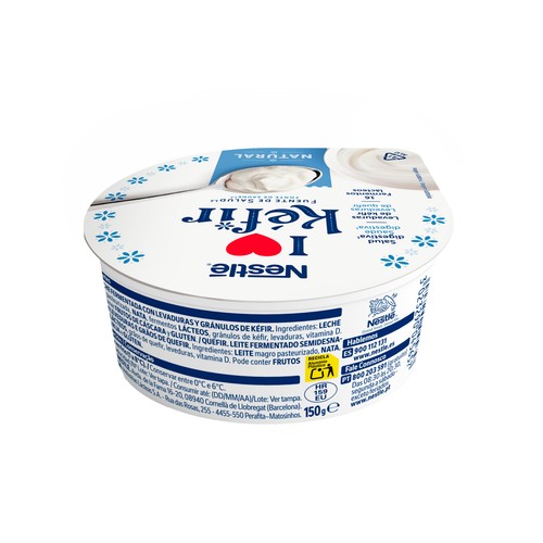NESTLÉ Kéfir natural elaborado con fermentos lácteos y levaduras 150 g.