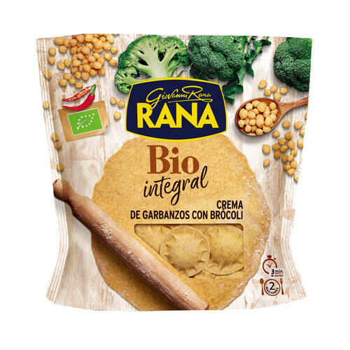 RANA Pasta integral rellena de crema garbanzos con brócoli ecológico RANA 250 g.