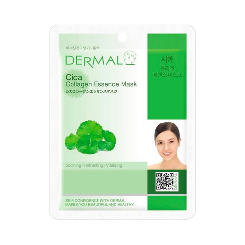 DERMAL Mascarilla facial suavizante, refrescante y revitalizante con Cica y colágeno.