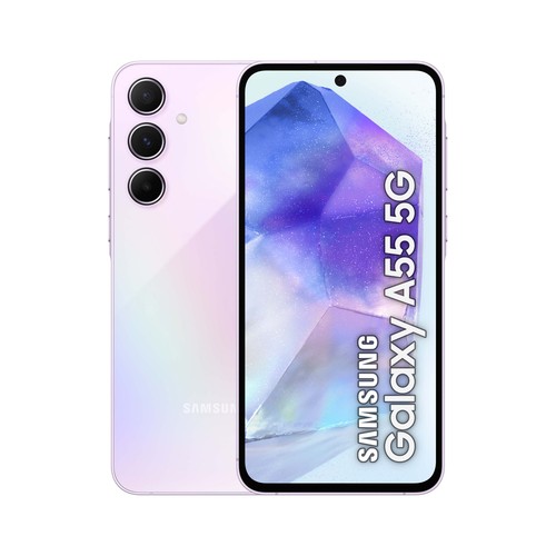 SAMSUNG Galaxy A55 5G violeta, 128GB + 8GB, móvil 17cm (6,6"). SM-A556BLVAEUB