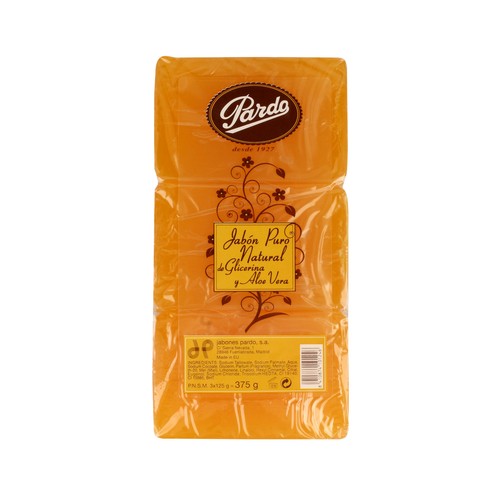 PARDO Jabón de glicerina en pastilla para baño PARDO pastilla de 125 gr pack de 3 uds