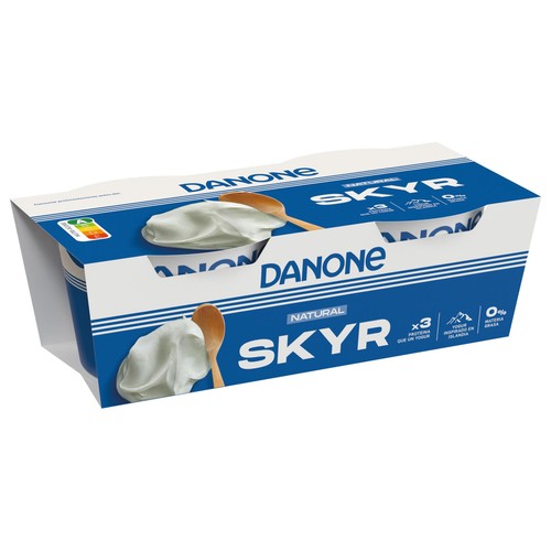 DANONE Yogur natural estilo Islandes con 0% materia grasa y sin azúcares añadidos DANONE 2 x 145 g.