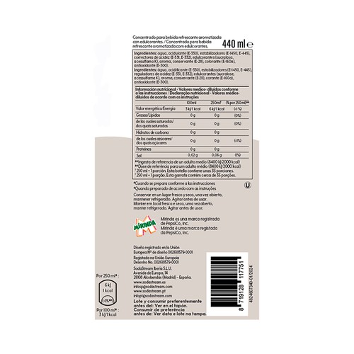 SODASTREAM Sirope mirinda zero 440 ml.