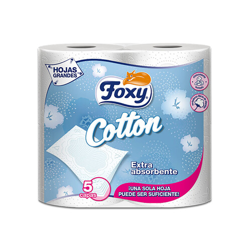 FOXY Papel higiénico 5 capas Cotton 4 rollos