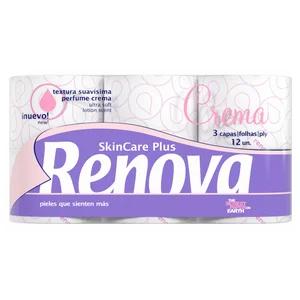 RENOVA Papel higiénico skincare plus 12 rollos de 3 capas