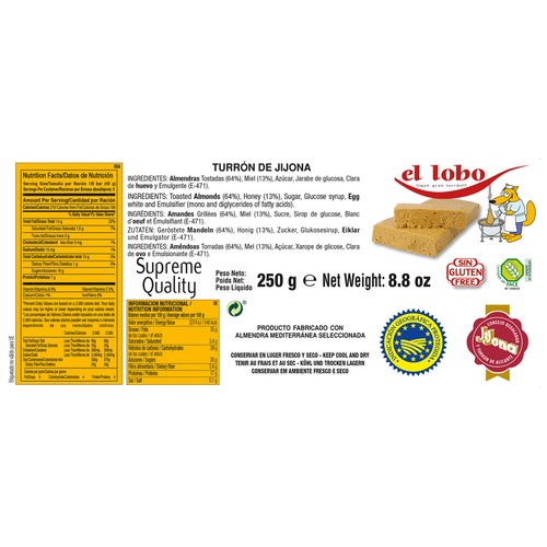 EL LOBO Turrón blando de Jijona 250 g.