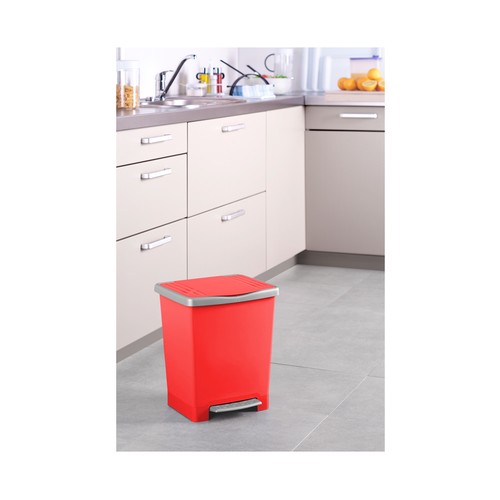 TATAY Cubo de basura con pedal de color rojo capacidad 20 l.