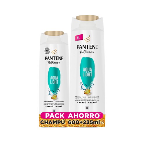 PANTENE Aqua light Champús de hidratación ligera para cabellos finos 600 + 225 ml