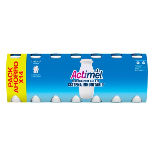 ACTIMEL Leche fermentada con Lcasei y sabor natural de Danone 14 x 100 g.