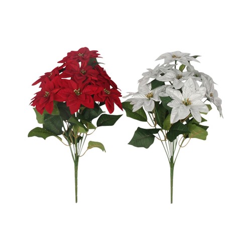 Arbusto de poinsettia 40cm, color rojo/plata, ACTUEL.
