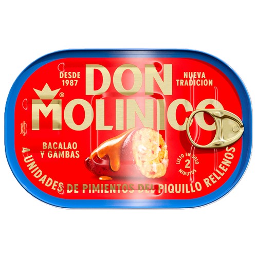 DON MOLINICO Pimientos del piquillo rellenos de bacalao y gambas lata 260g.