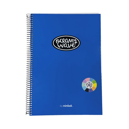 Cuaderno tamaño A4, 150 hojas de 5 x 5, 90 gr, color azul, OCEAN'S WAVE.