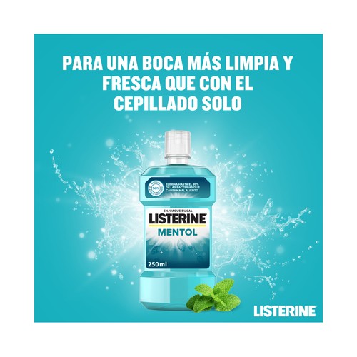LISTERINE Enjuague bucal de uso diario con sabor mentol 250 ml.