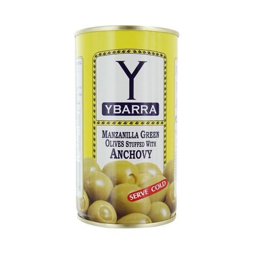 YBARRA Aceitunas verdes manzanilla rellenas de anchoa lata de 150 g.