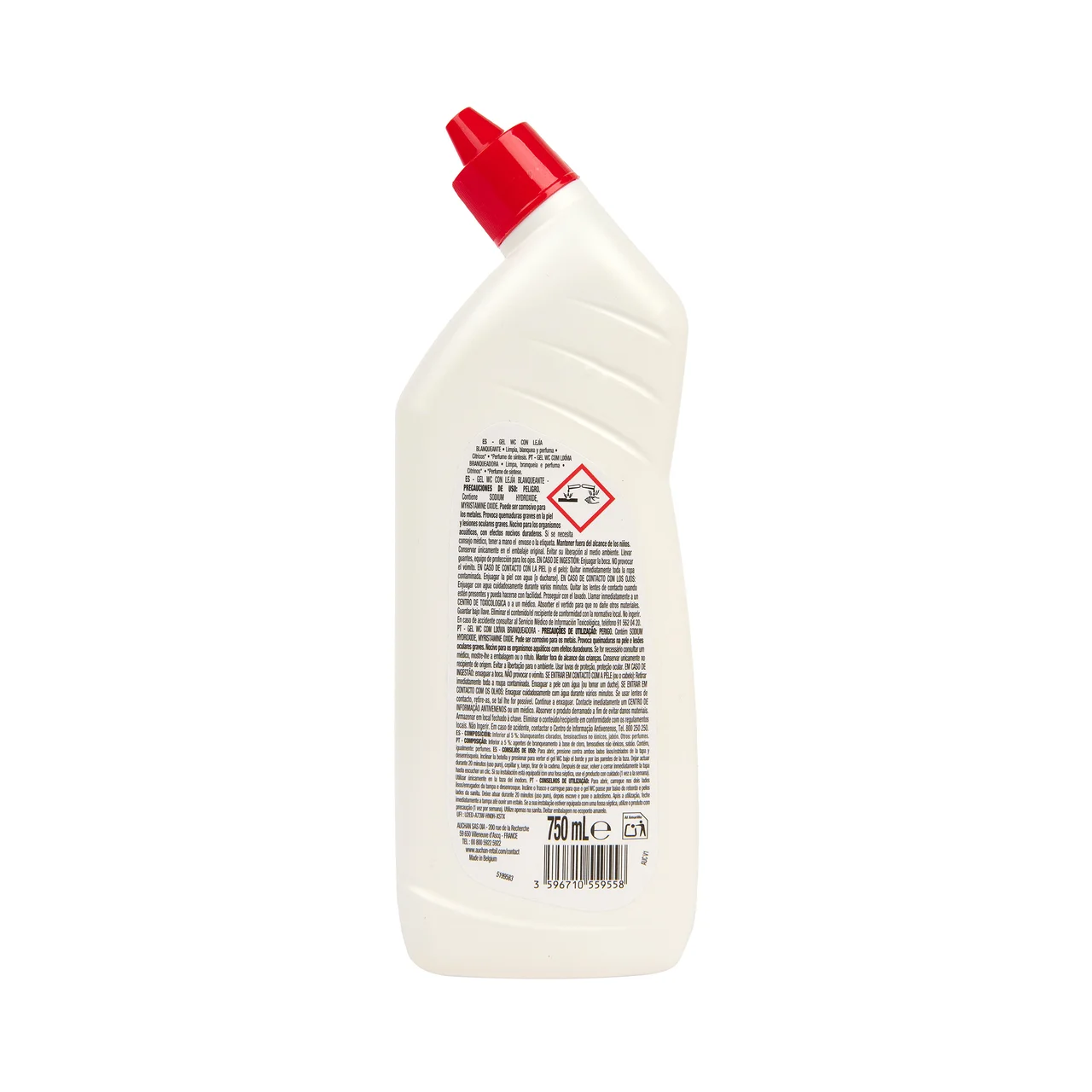 PRODUCTO ALCAMPO Limpiador en gel para WC con lejía blanqueante y aroma a cítricos 750 ml.
