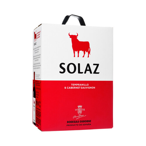 SOLAZ  Vino tinto con IGP Vino de la Tierra de Castilla SOLAZ bag in box de 3 l.