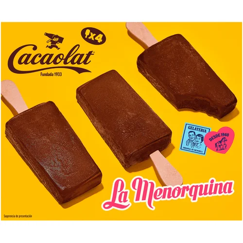 Helado polo de coco bañado en chocolate 4 x 100 ml.