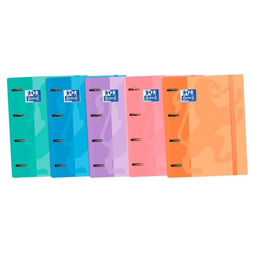 Carpeta archivador A4+ con recambio school a4+ 100h 90g cuadrícula 5x5 cb tapa extradura pastel, OXFORD.